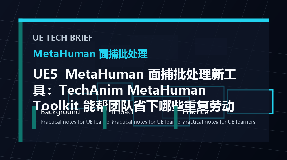 UE5 MetaHuman 面捕批处理新工具：TechAnim MetaHuman Toolkit 能帮团队省下哪些重复劳动 overview image