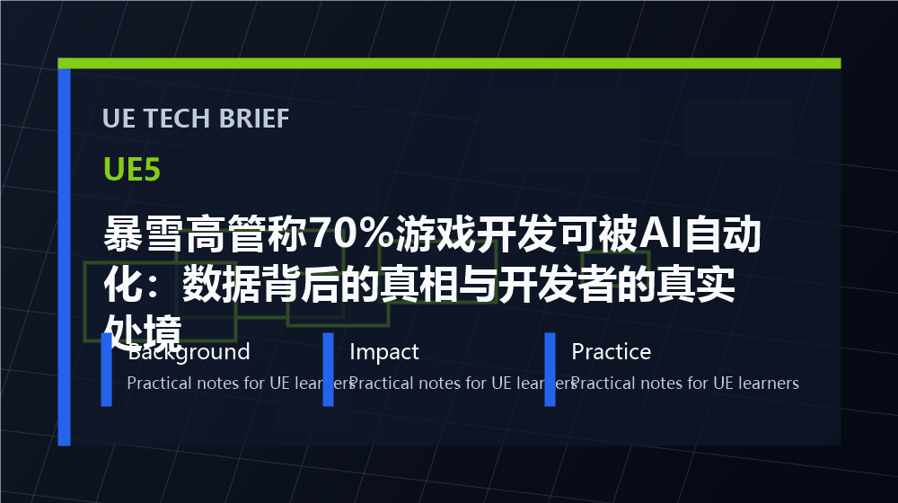 暴雪高管称70%游戏开发可被AI自动化：数据背后的真相与开发者的真实处境 overview image